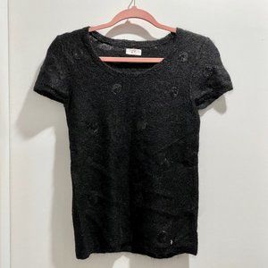 10) Y2K Fuzzy Whimsigoth Fairy Minimal Dark Romantic Mohair Baby Top Sweater S